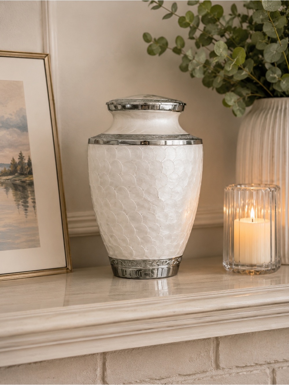 Trupoint Memorials Opal Silver Lining Adult Cremation Urn (200 lb Capacity)